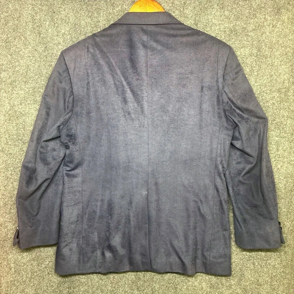 Vintage Wm. F. Farah Blazer Sport Coat Mens 46R Blue Faux Suede‎ Retro 70s